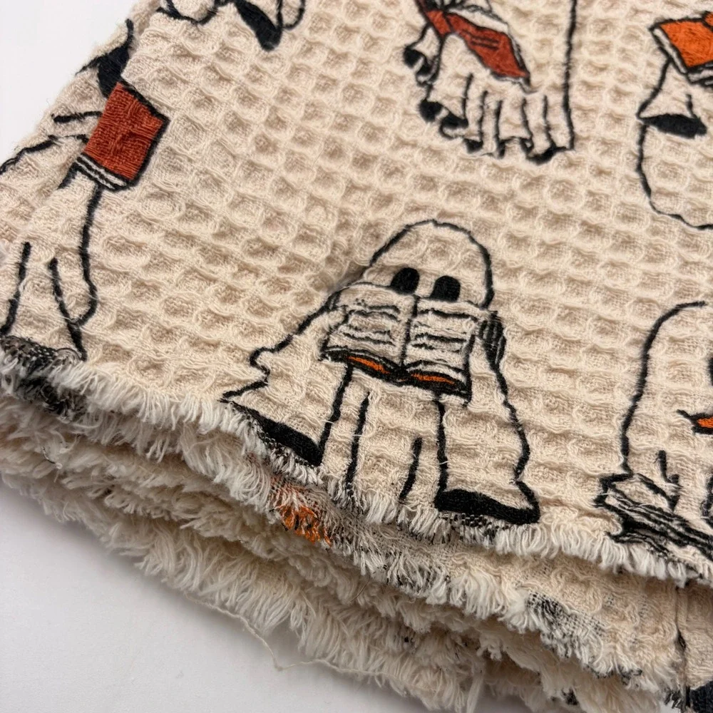 Rachel Zoe‎ Reading Ghost Waffle Weave Kitchen Towels Set of 3 Halloween Cream